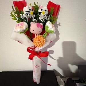 Hello Kitty Themed Floral Bouquet with Red Accents